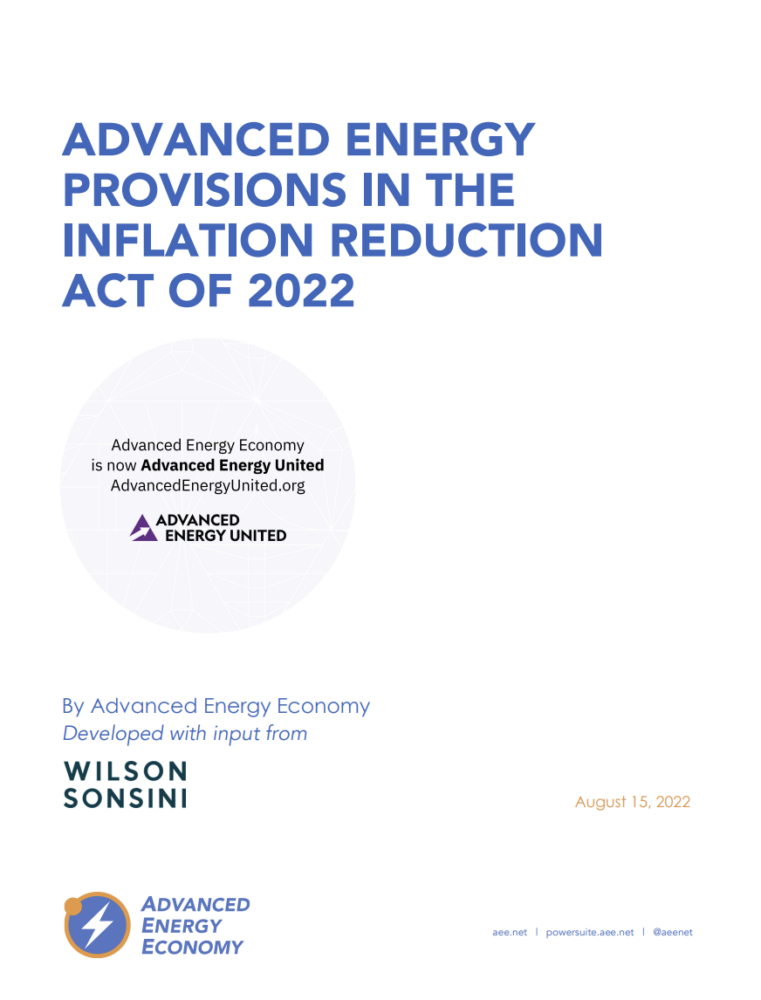 Advanced Energy Provisions in the Inflation Reduction Act