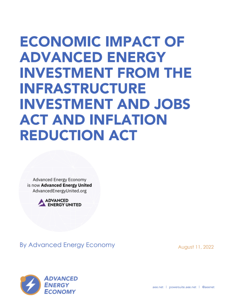 Economic Impact of Advanced Energy Investment From the Infrastructure Investment and Jobs Act and Inflation Reduction Act