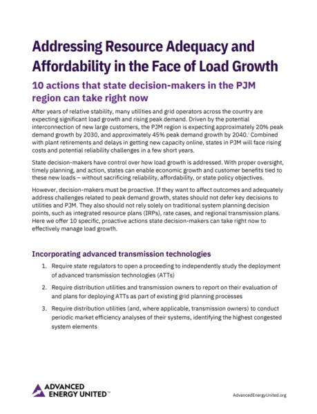 Addressing Resource Adequacy and Affordability in the Face of Load Growth