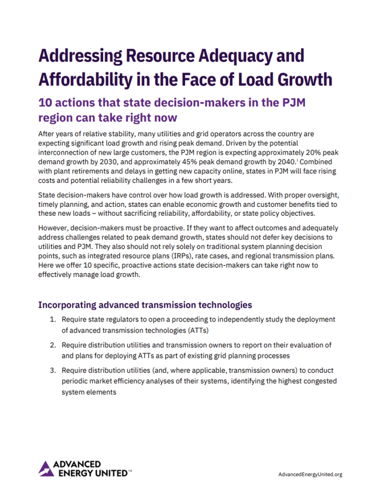 Addressing Resource Adequacy and Affordability in the Face of Load Growth
