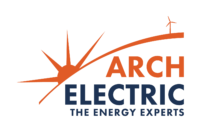 Arch electric logo full color vertical with tag